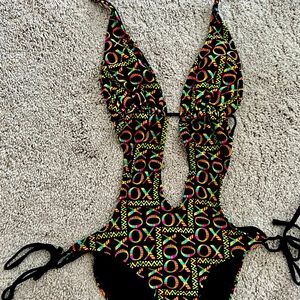 XOXO black (w/colored letters) one piece swimsuit